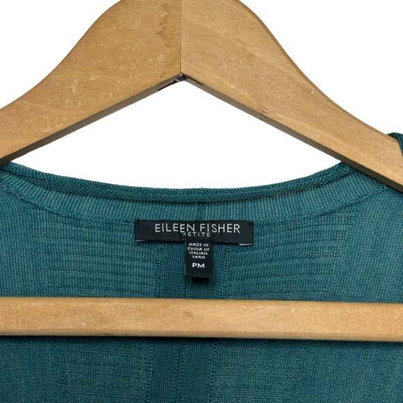 Eileen Fisher 100% Merino Wool Forest Green Open Front Cardigan Sz Petite Medium - Picture 10 of 11